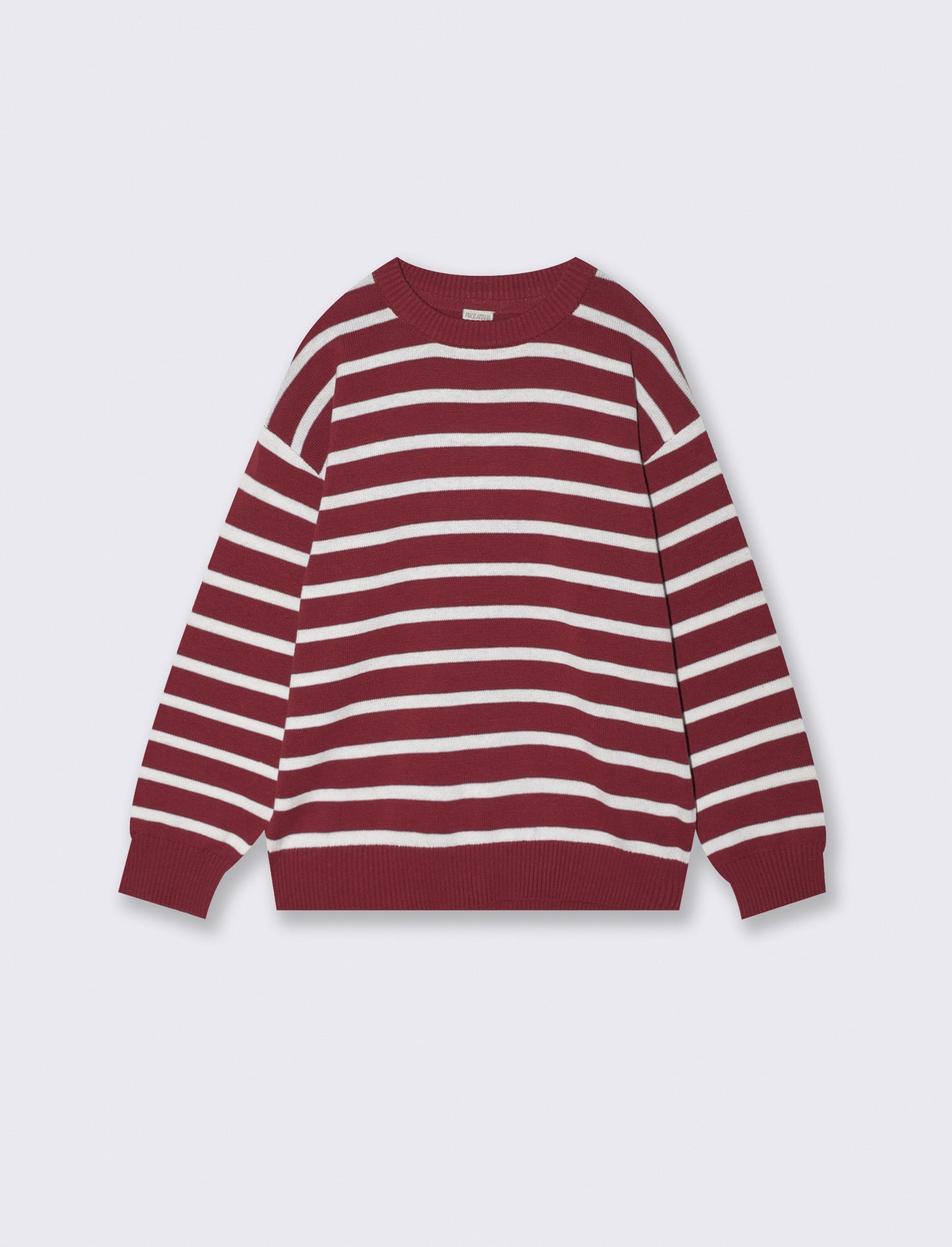 Maglia tricot rigata girocollo e maniche - Bordeaux