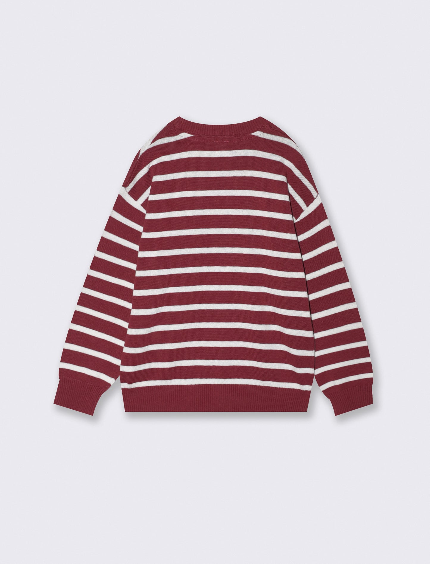 Maglia tricot rigata girocollo e maniche - Bordeaux
