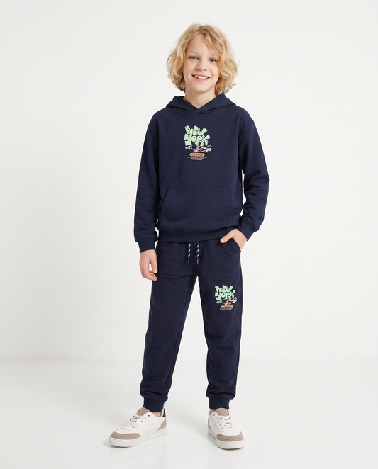 Felpa con cappuccio in cotone morbido - Blu