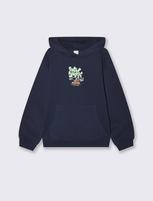 Felpa con cappuccio in cotone morbido - Blu