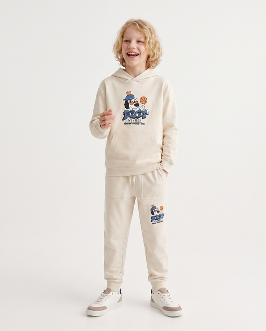 Soft Cotton Hoodie - Beige