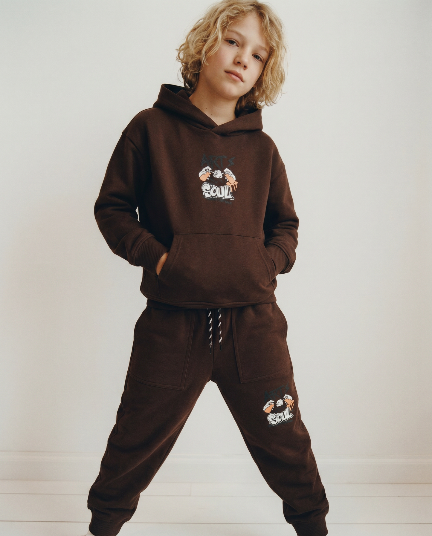Soft Cotton Hoodie - Brown