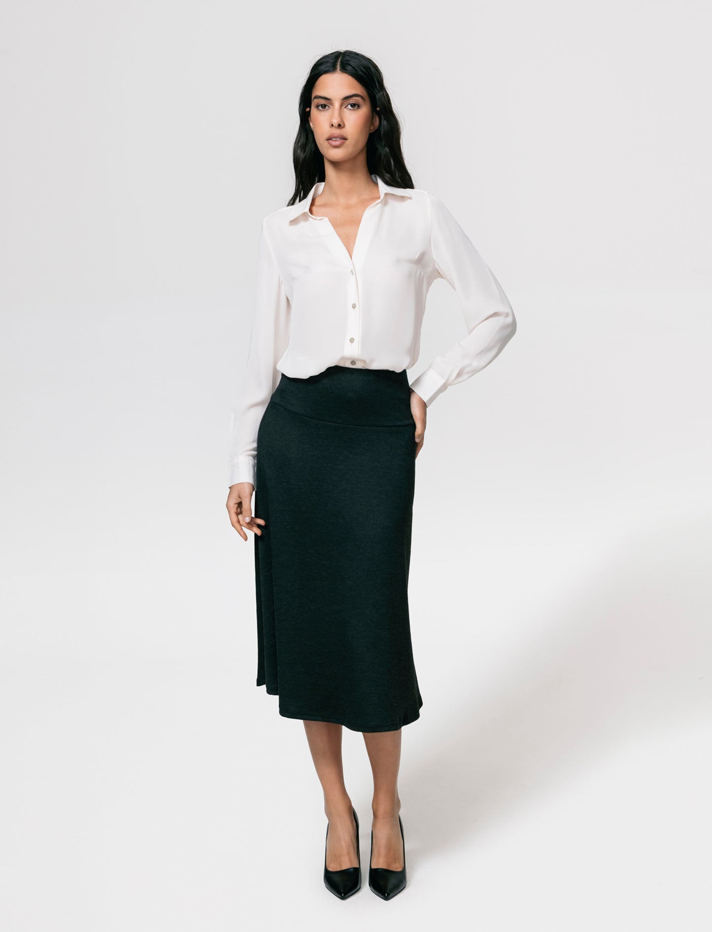 Gonna midi in maglia - Nero