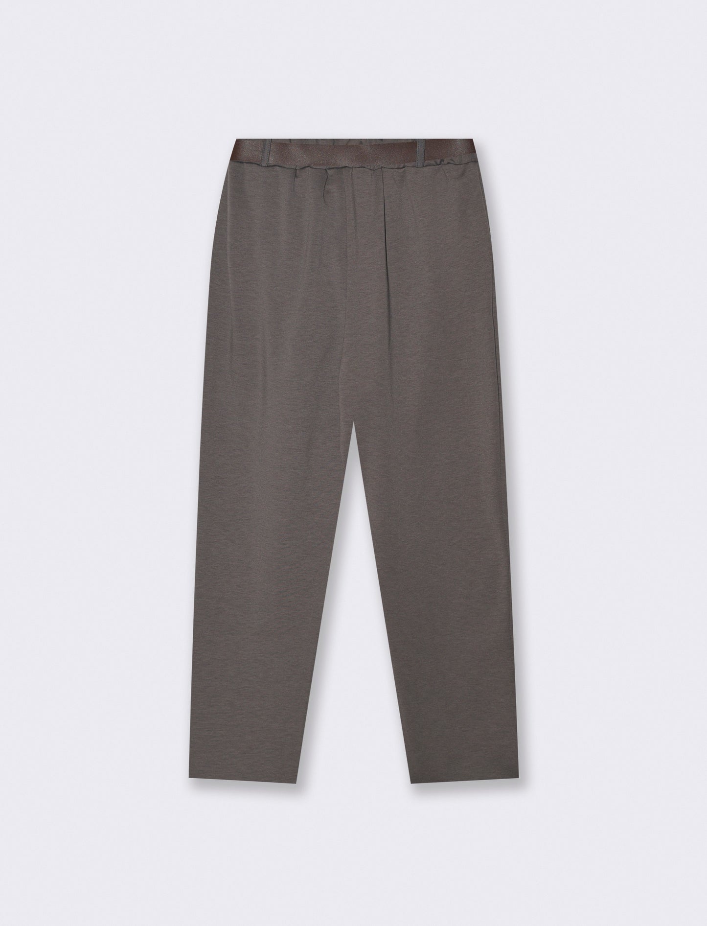 Pantalone in tessuto morbido con cintura - Grigio fango