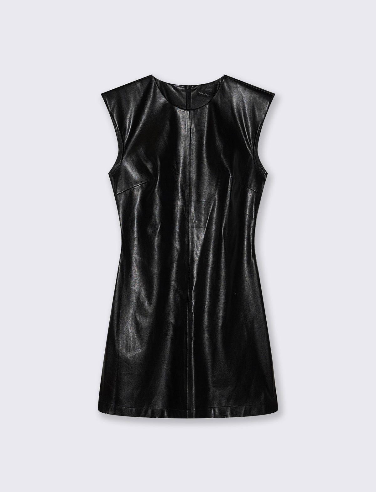 Short sleeveless dress in faux leather - Black