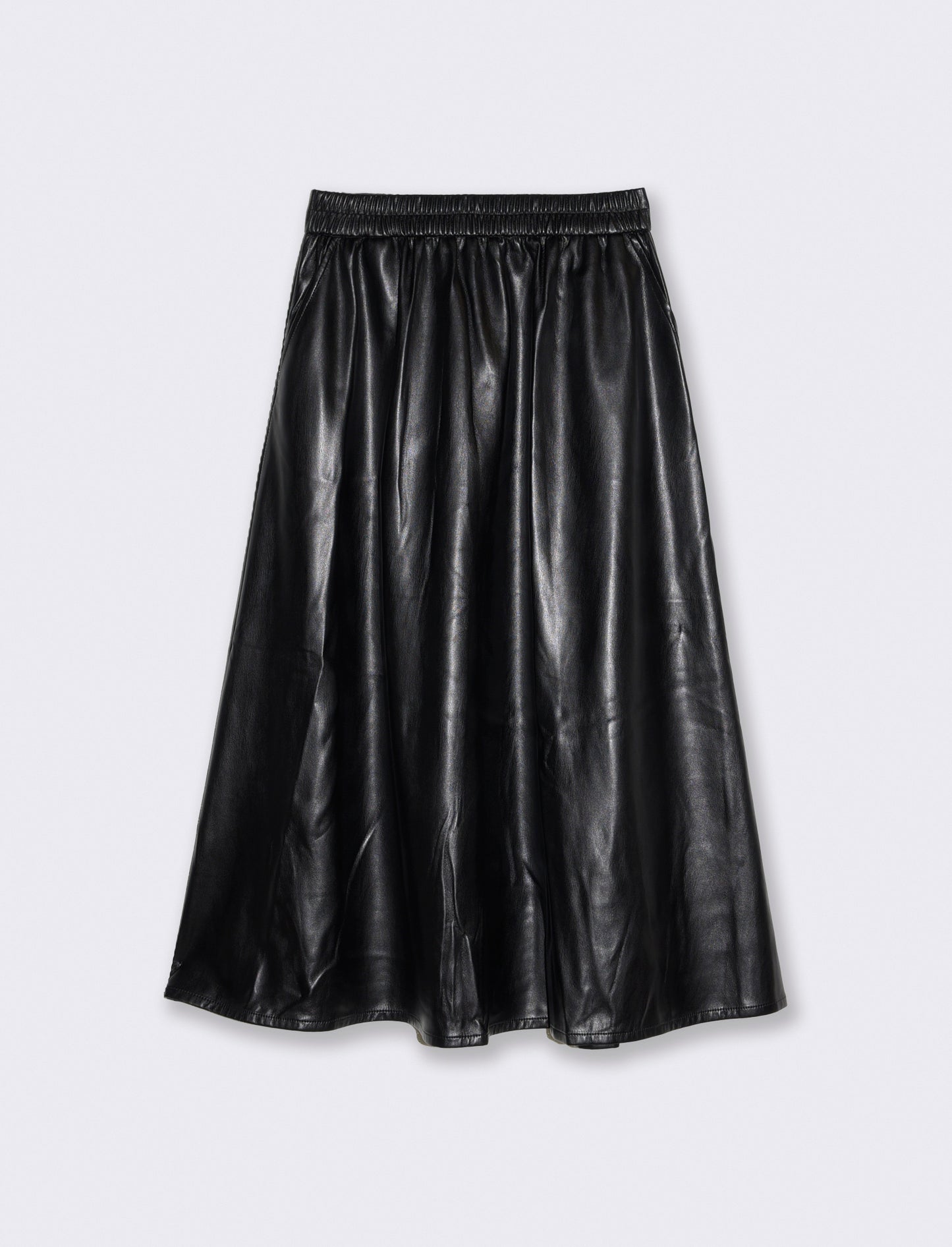 Gonna longuette in similpelle - Nero