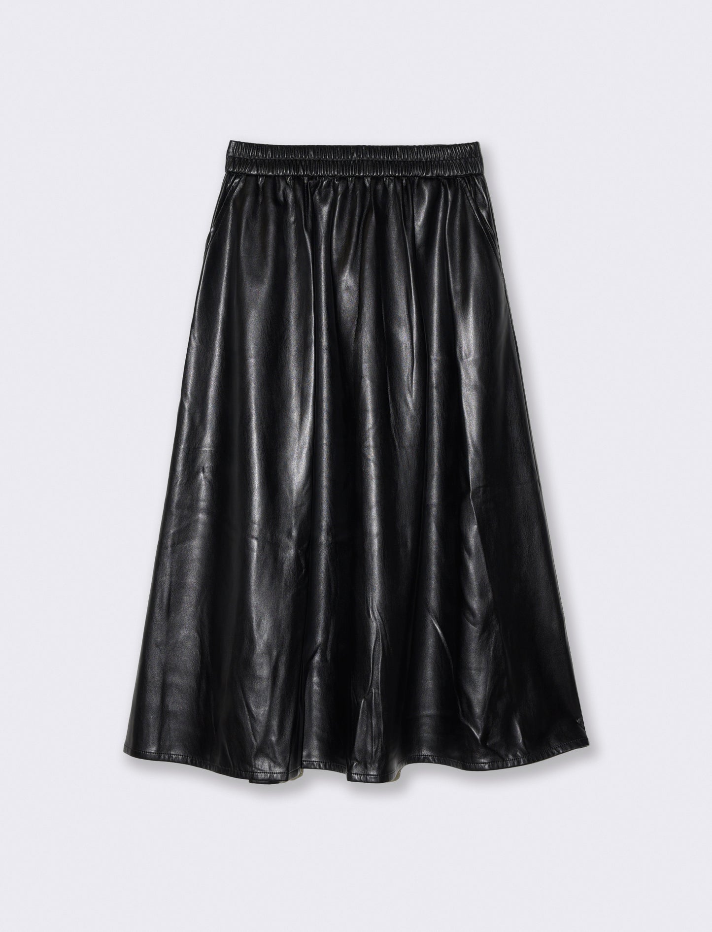 Gonna longuette in similpelle - Nero