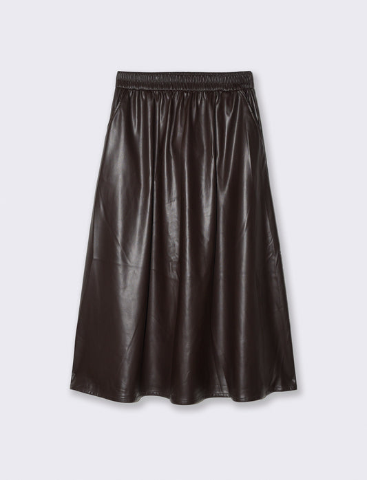 Gonna longuette in similpelle elegante - Moro
