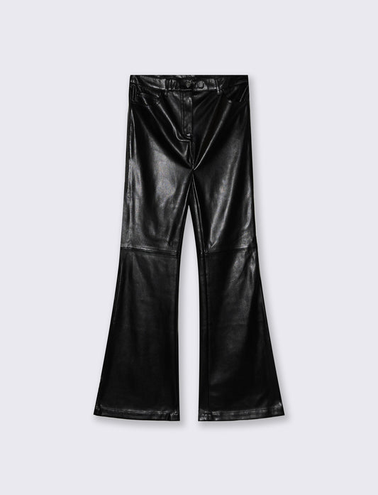 Pantaloni flare in similpelle eleganti - Nero
