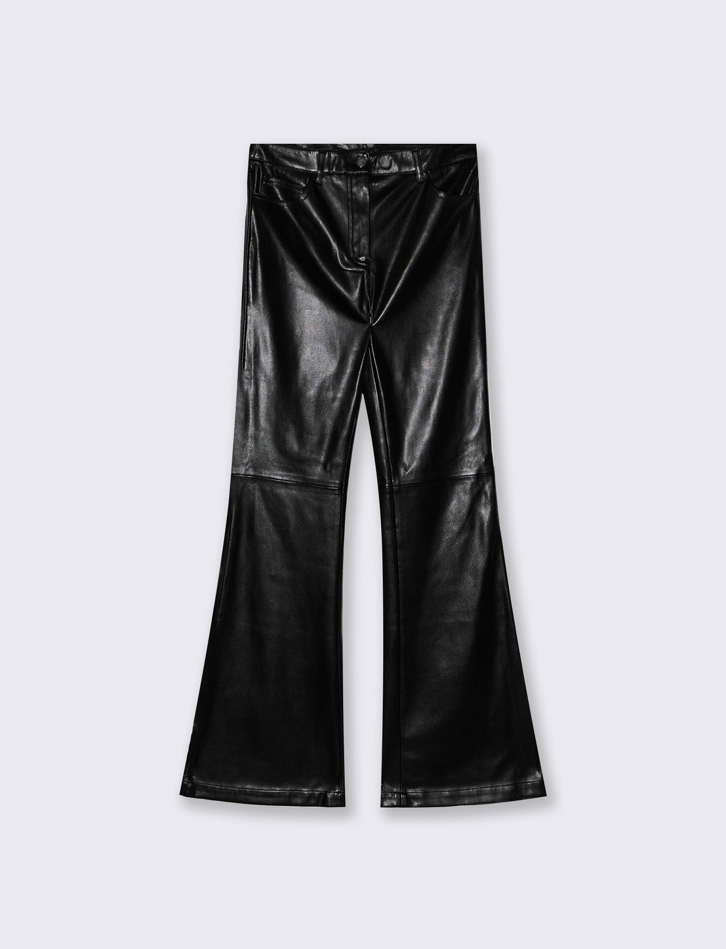 Elegant faux leather flare pants - Black