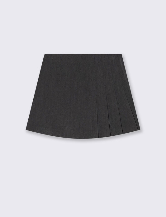 Gonna con pieghe laterali elegante - Grigio mel.