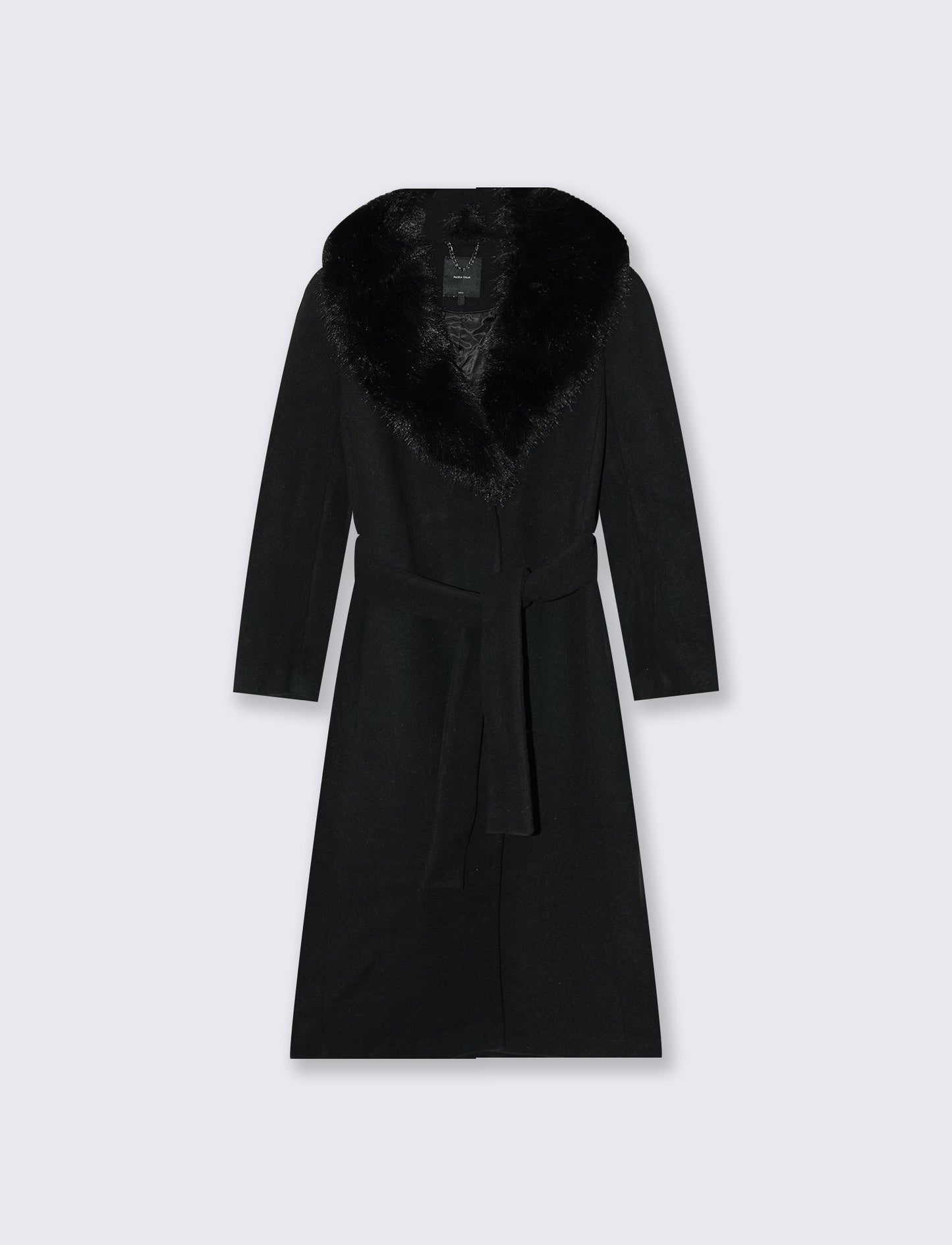 Long coat with fur collar - Black