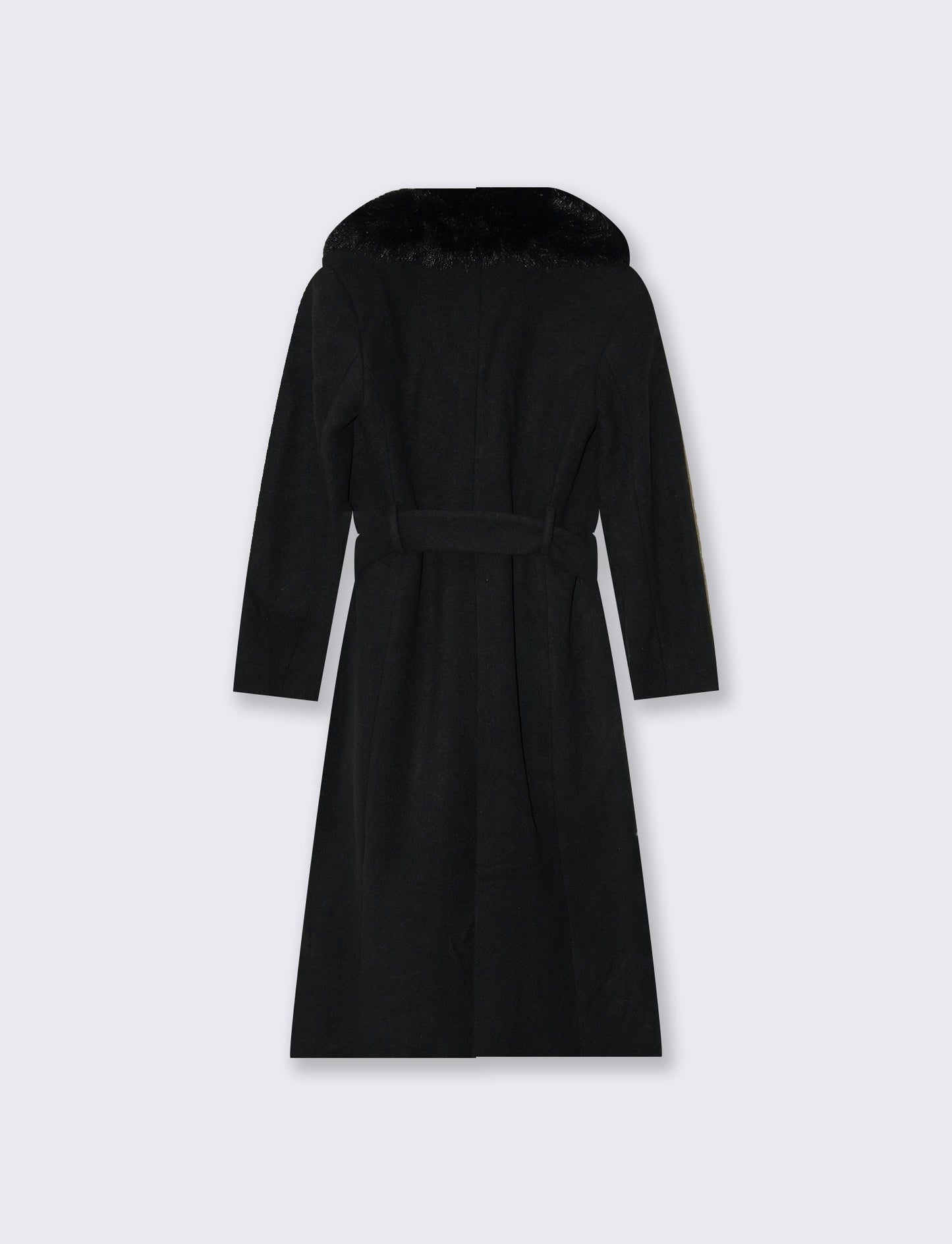 Long coat with fur collar - Black