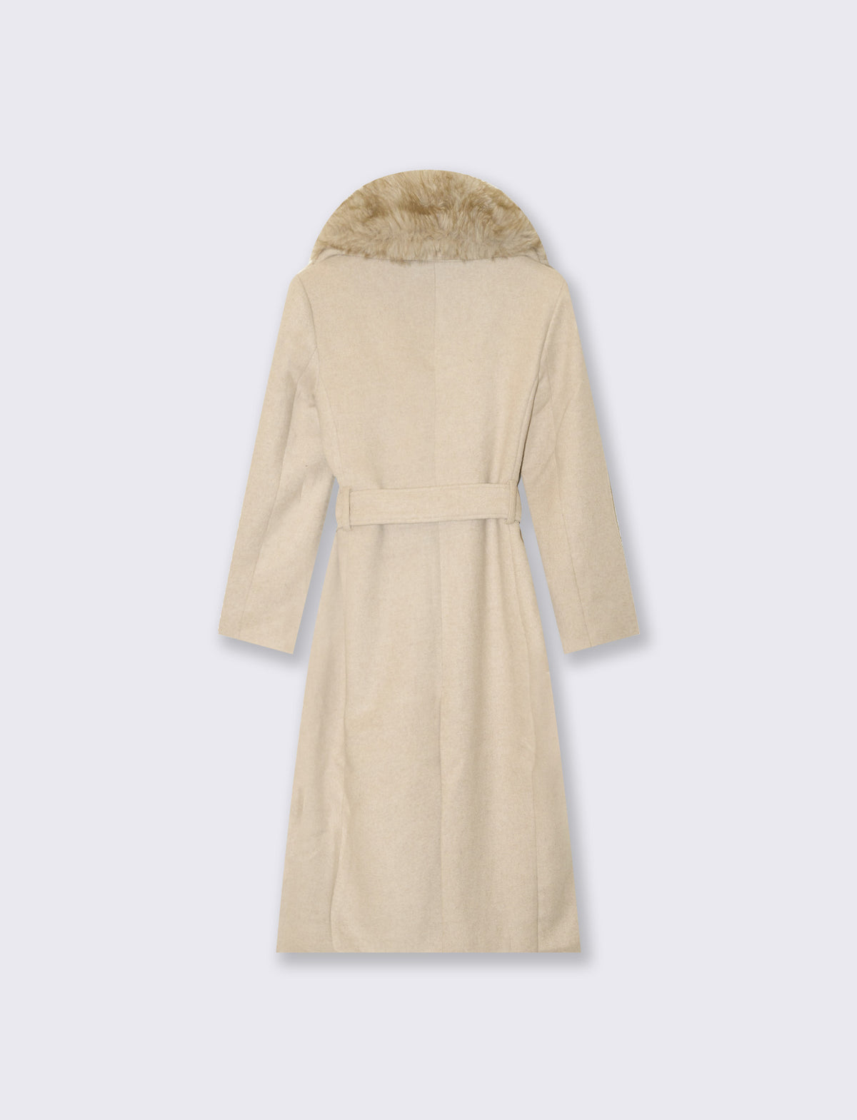 Cappotto lungo con collo in pelliccia - Beige