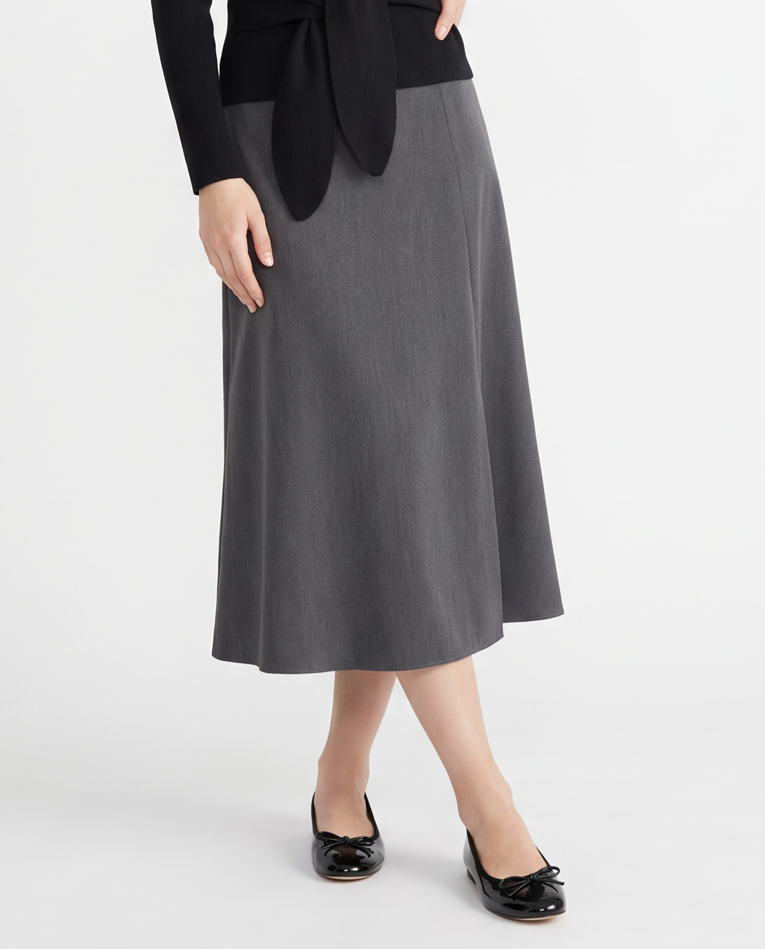 Elegant flared midi skirt - Grey