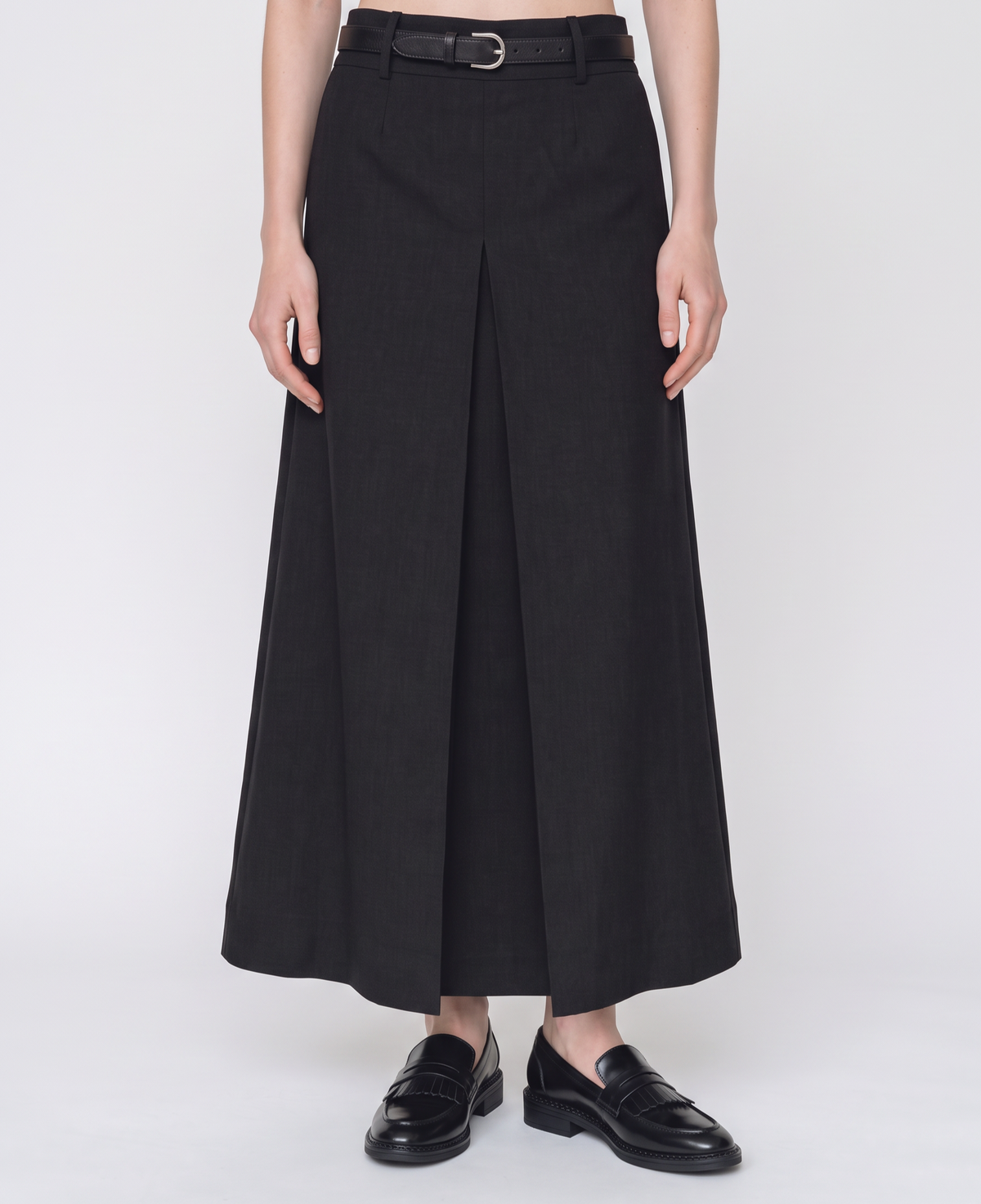 Elegant high waist midi skirt - Black