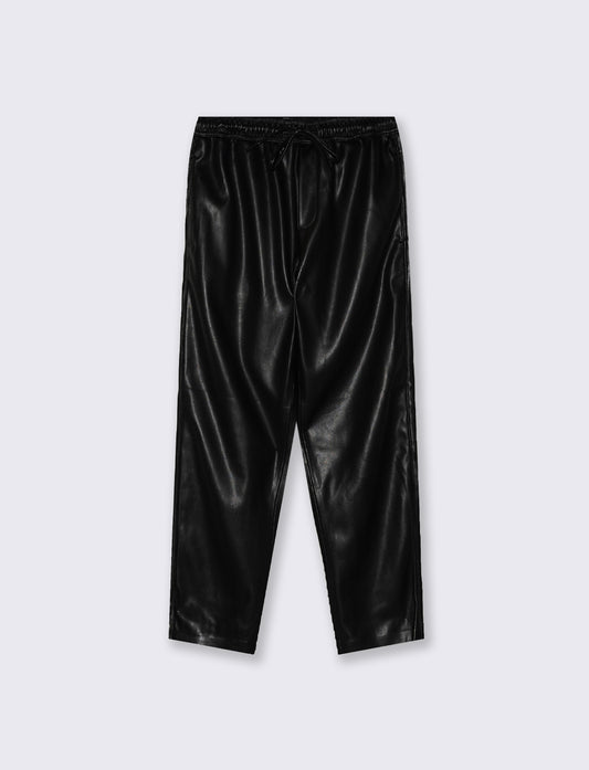 Pantalone con elastico e coulisse - Nero