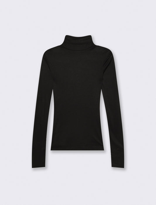Basic high neck slim fit pullover - Black