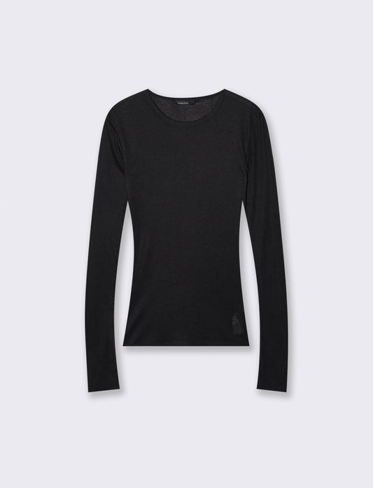 T-shirt manica lunga basica con foro pollice - Nero