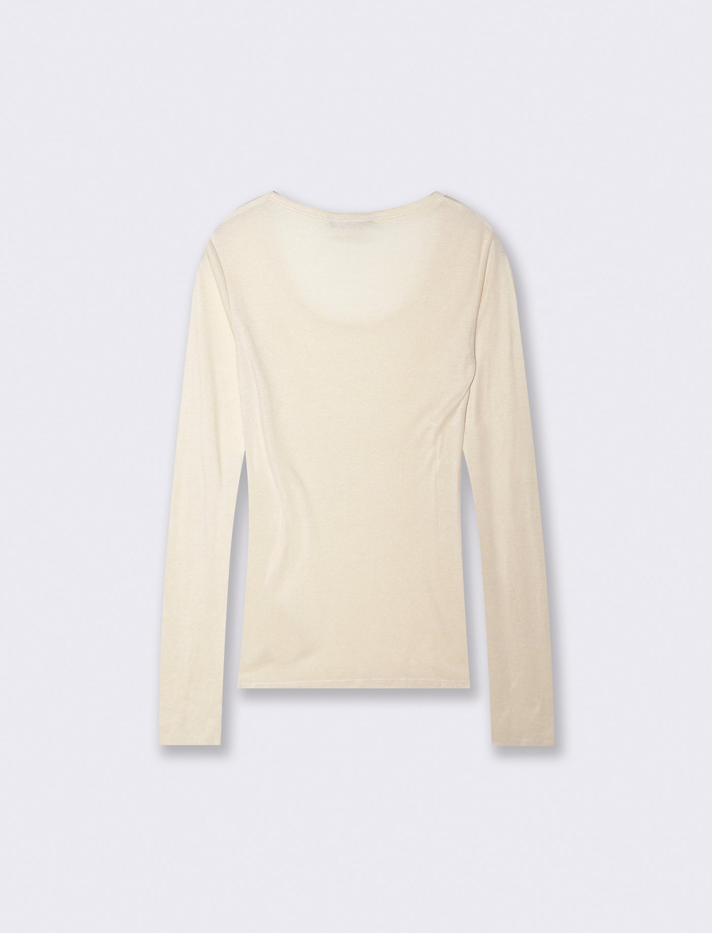 T-shirt basica manica lunga scollo madonna - Avorio