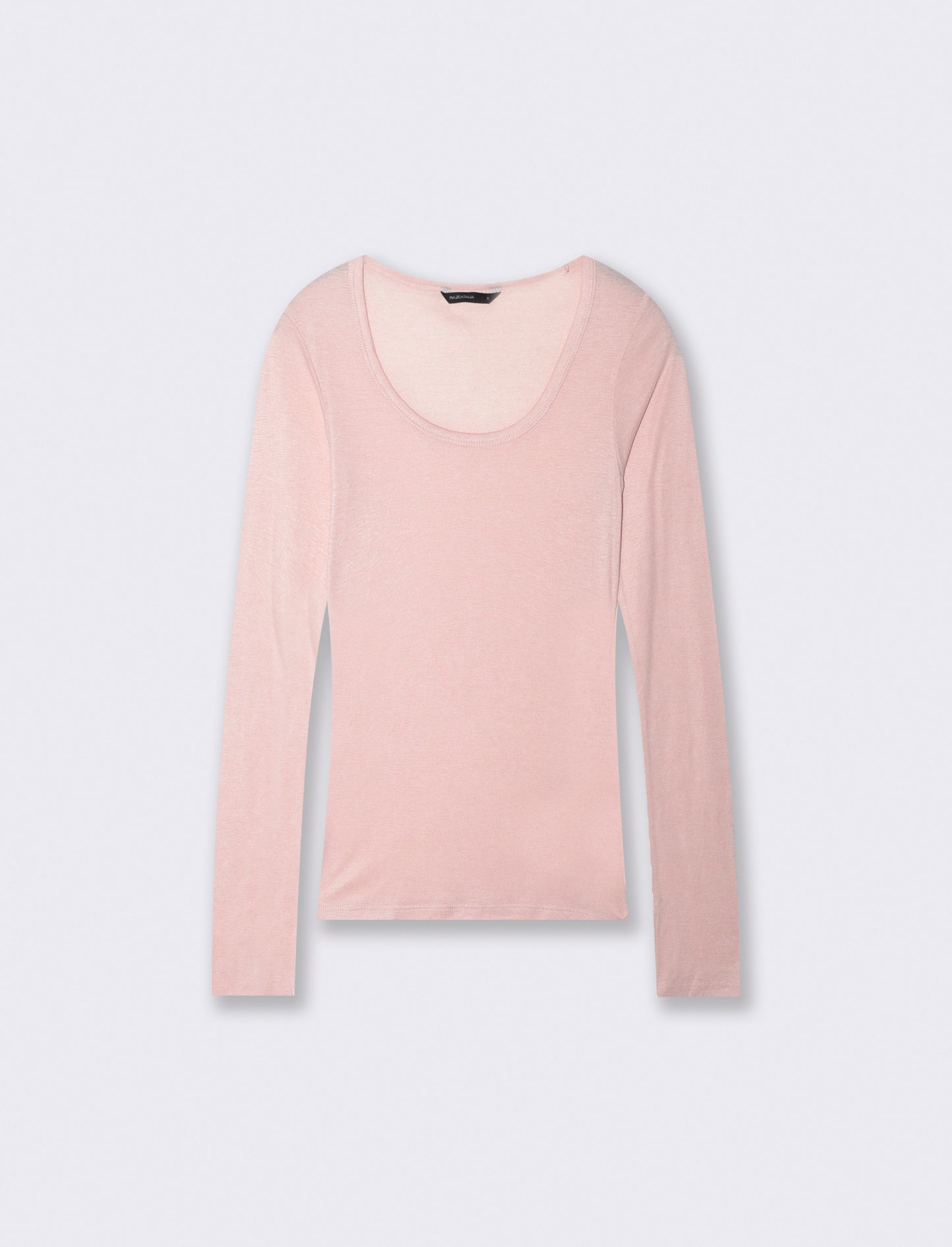 T-shirt basica manica lunga scollo madonna - Rosa polvere