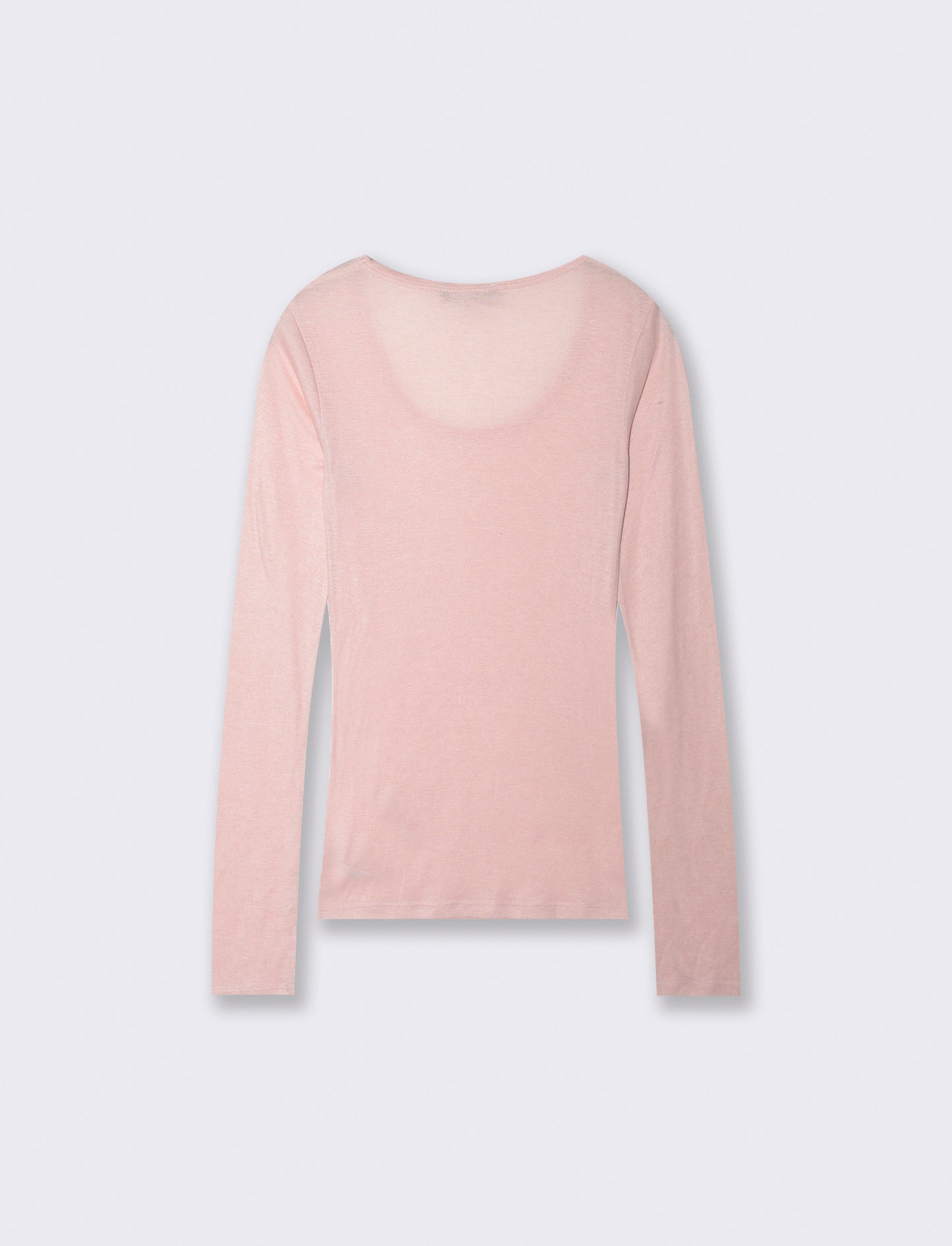 T-shirt basica manica lunga scollo madonna - Rosa polvere