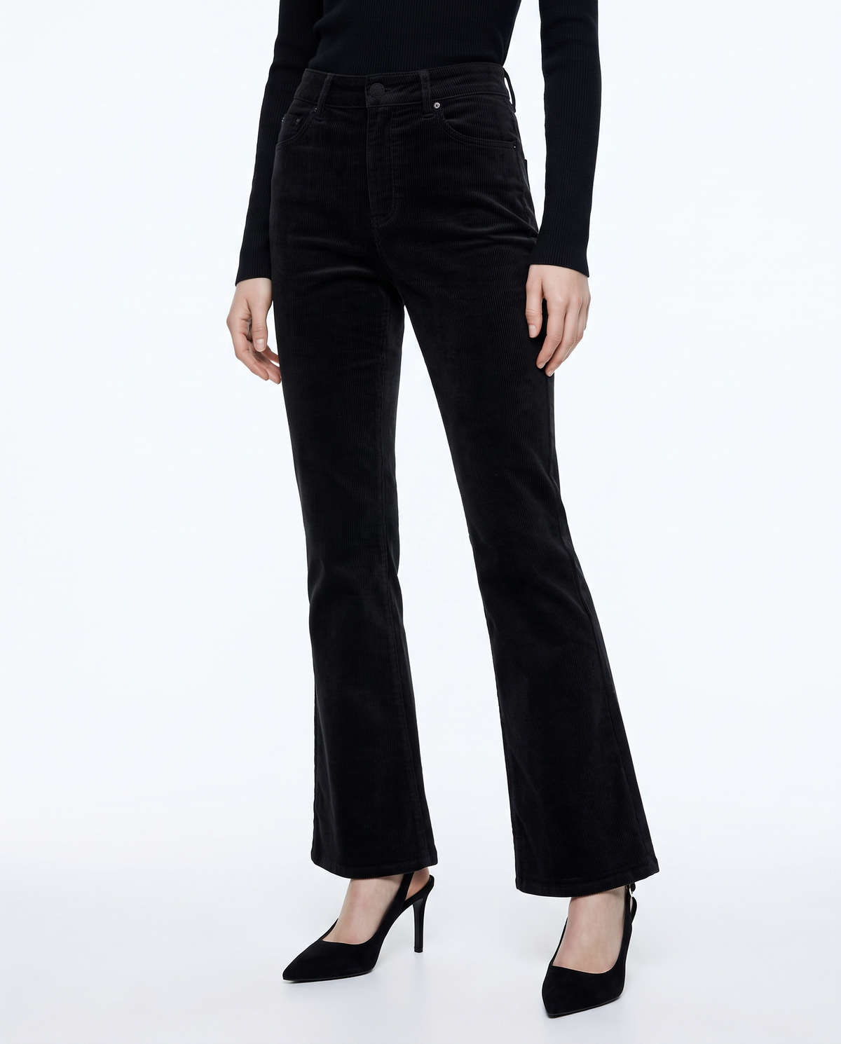 Pantalone bootcut vita regolare - Nero