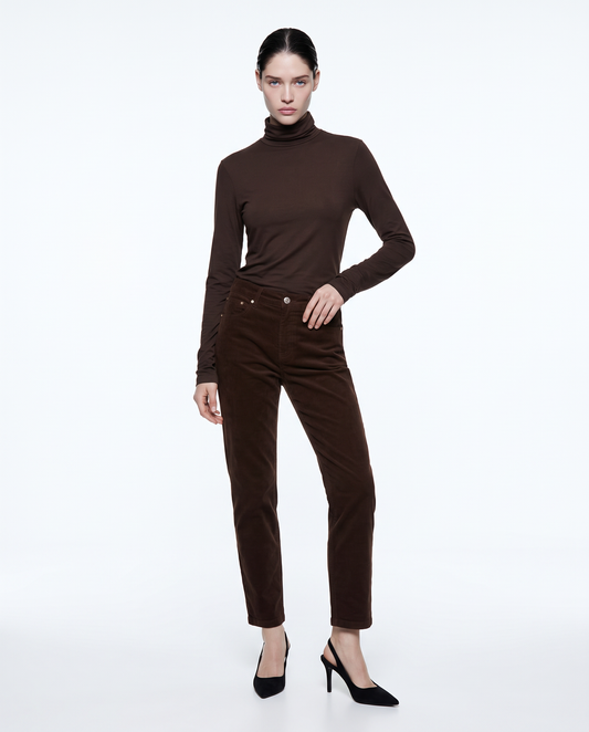 Regular waist skinny pants - Brown