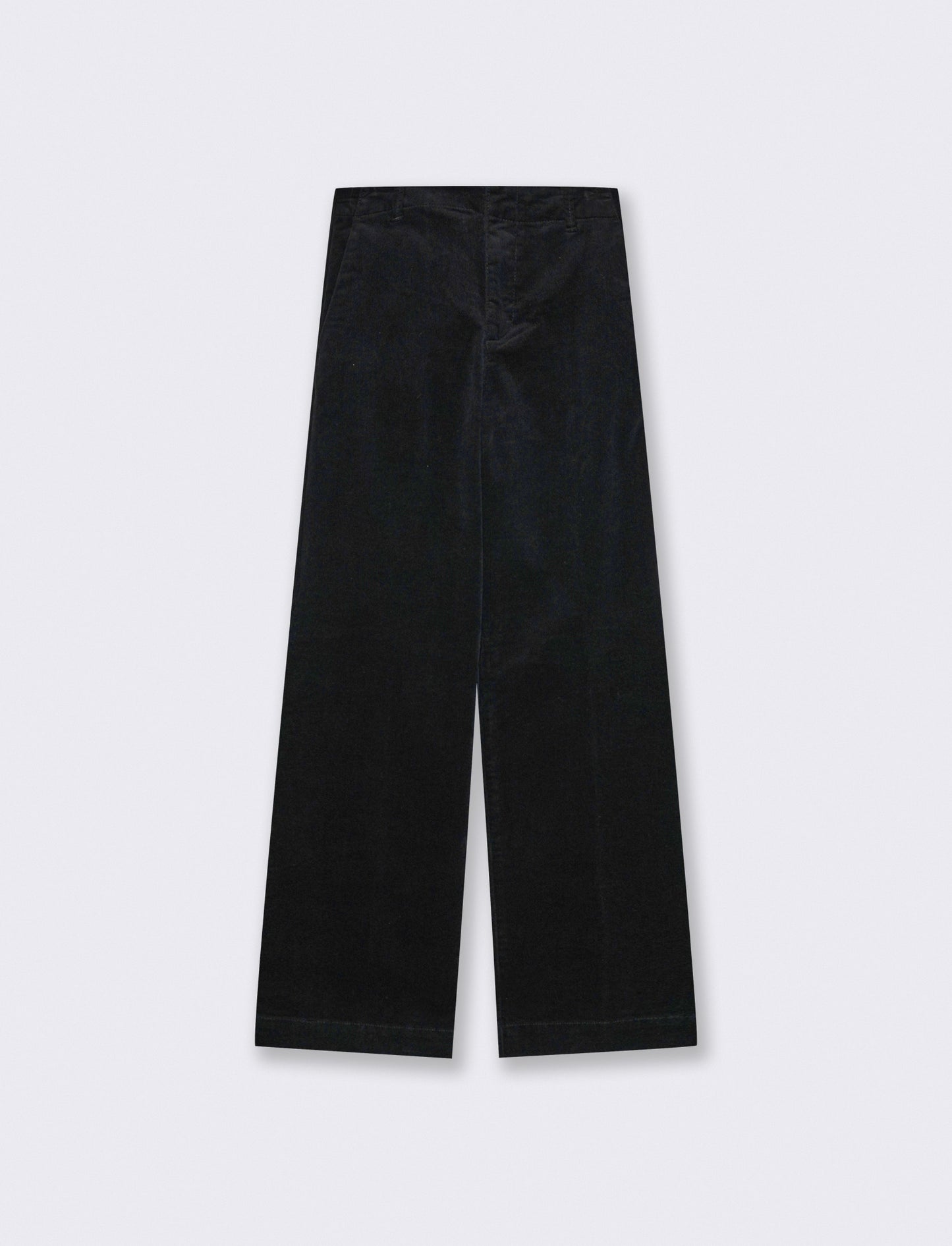 Pantalone in velluto wide leg con elastico - Nero