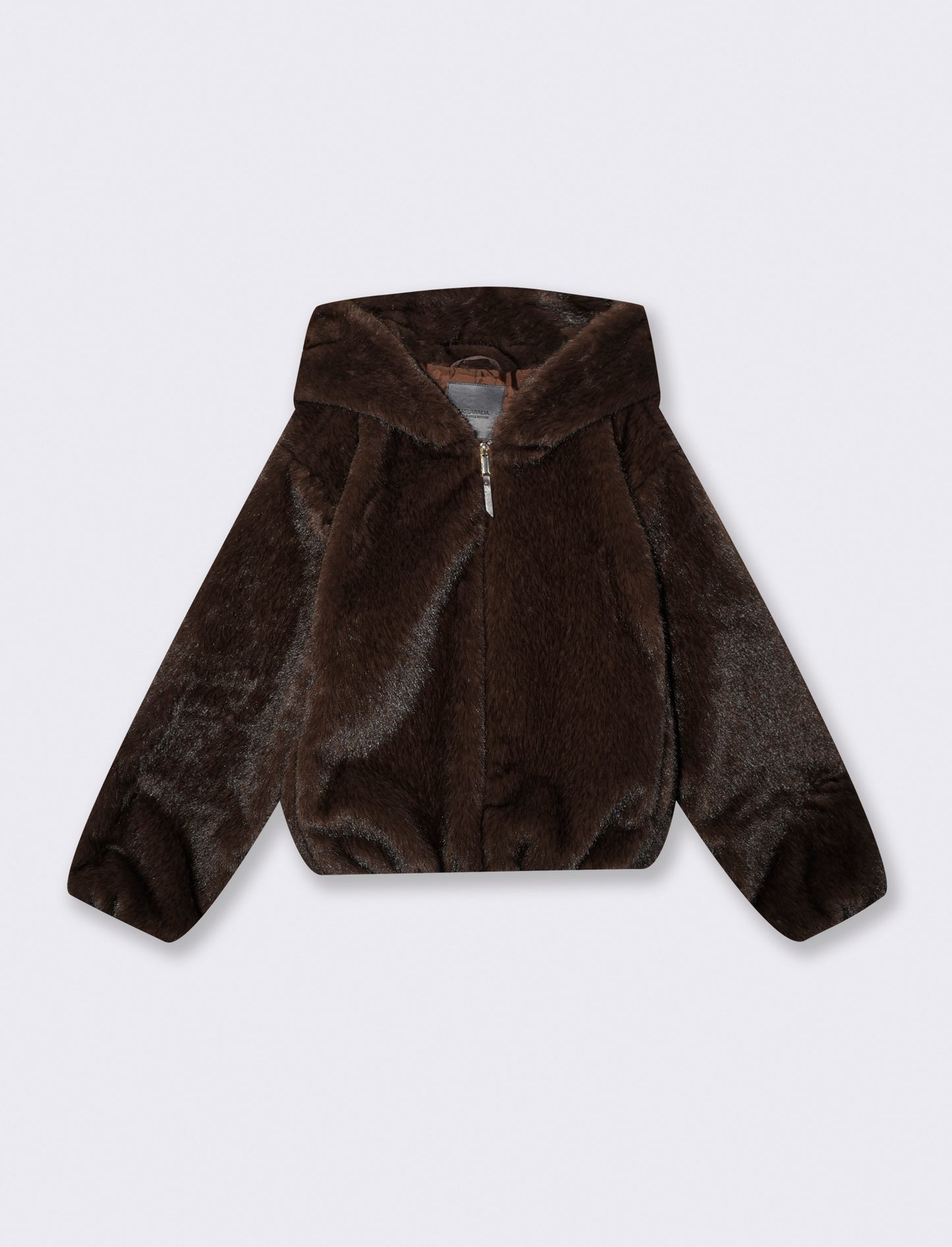 Bomber ecopelliccia con cappuccio e zip - Moro