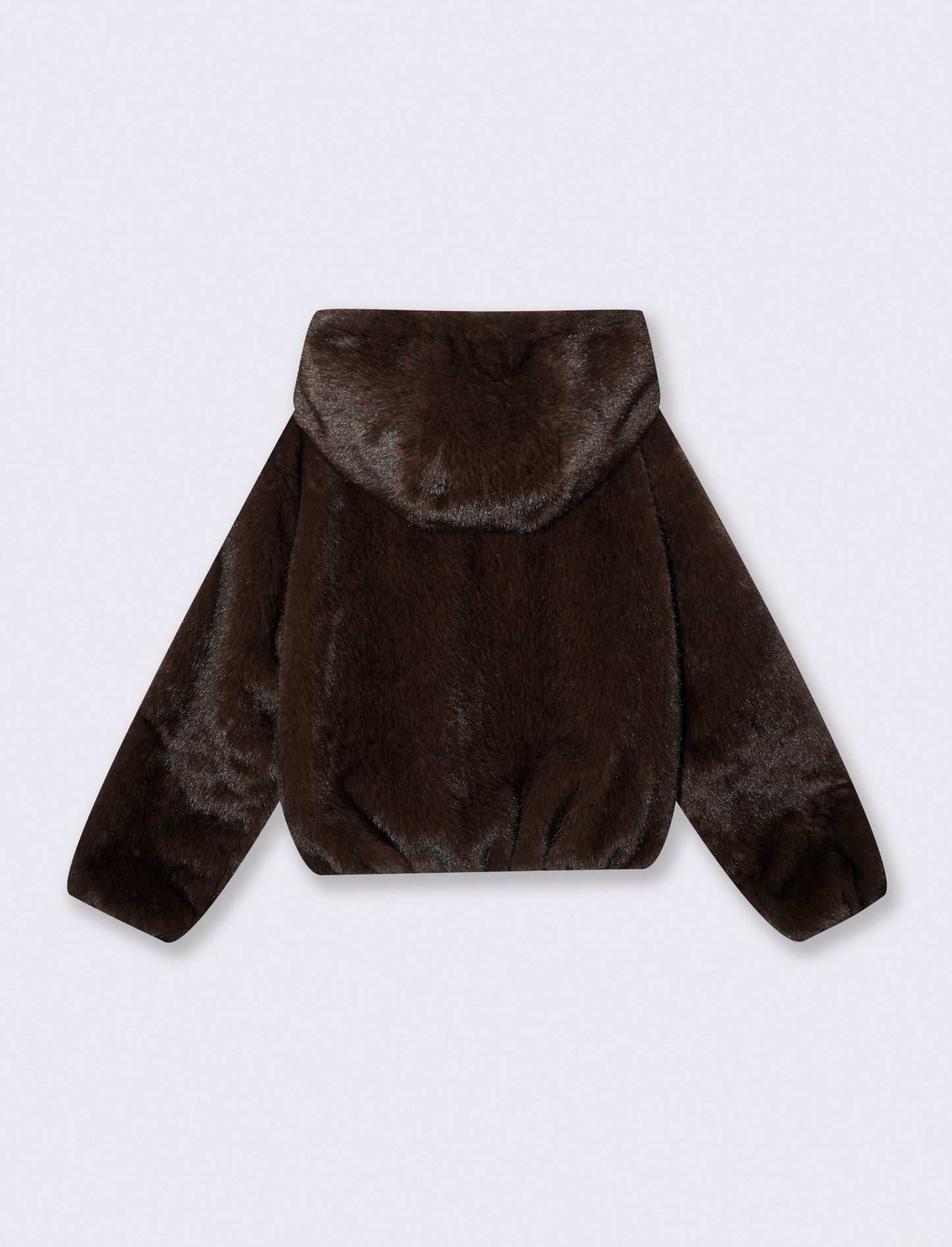 Bomber ecopelliccia con cappuccio e zip - Moro