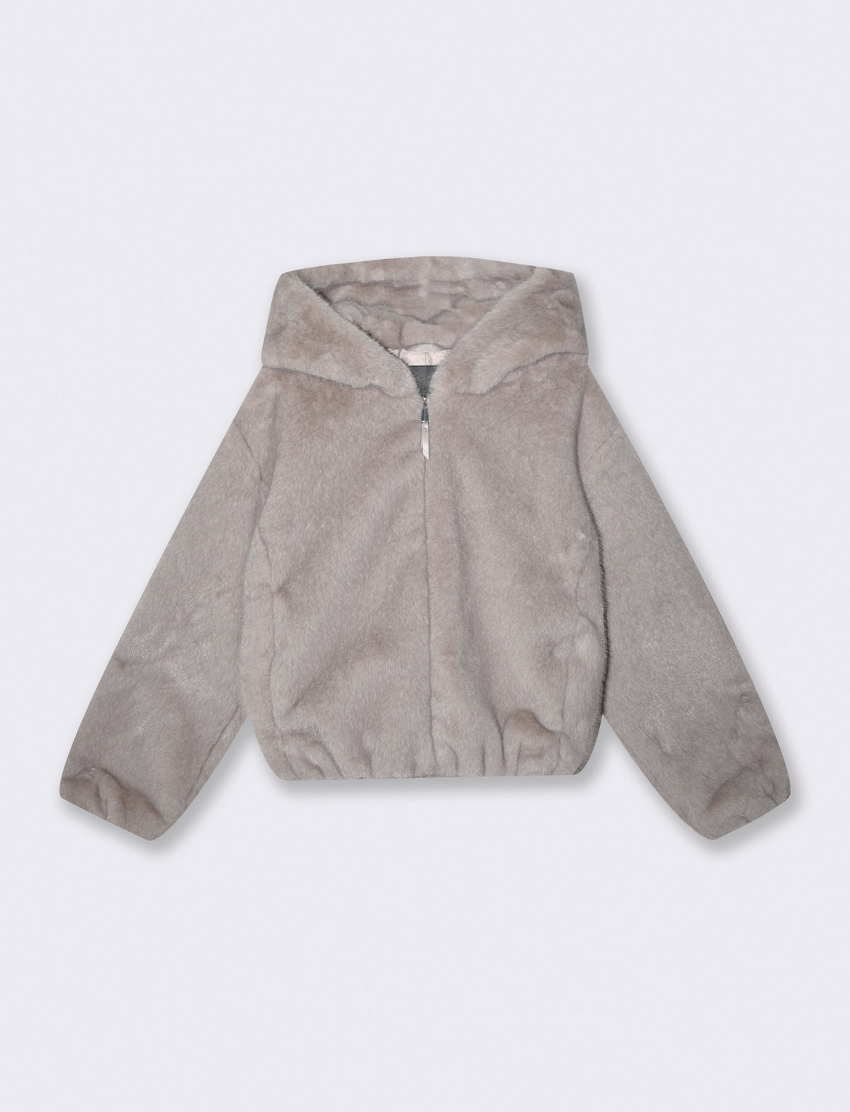 Bomber ecopelliccia con cappuccio e zip - Beige
