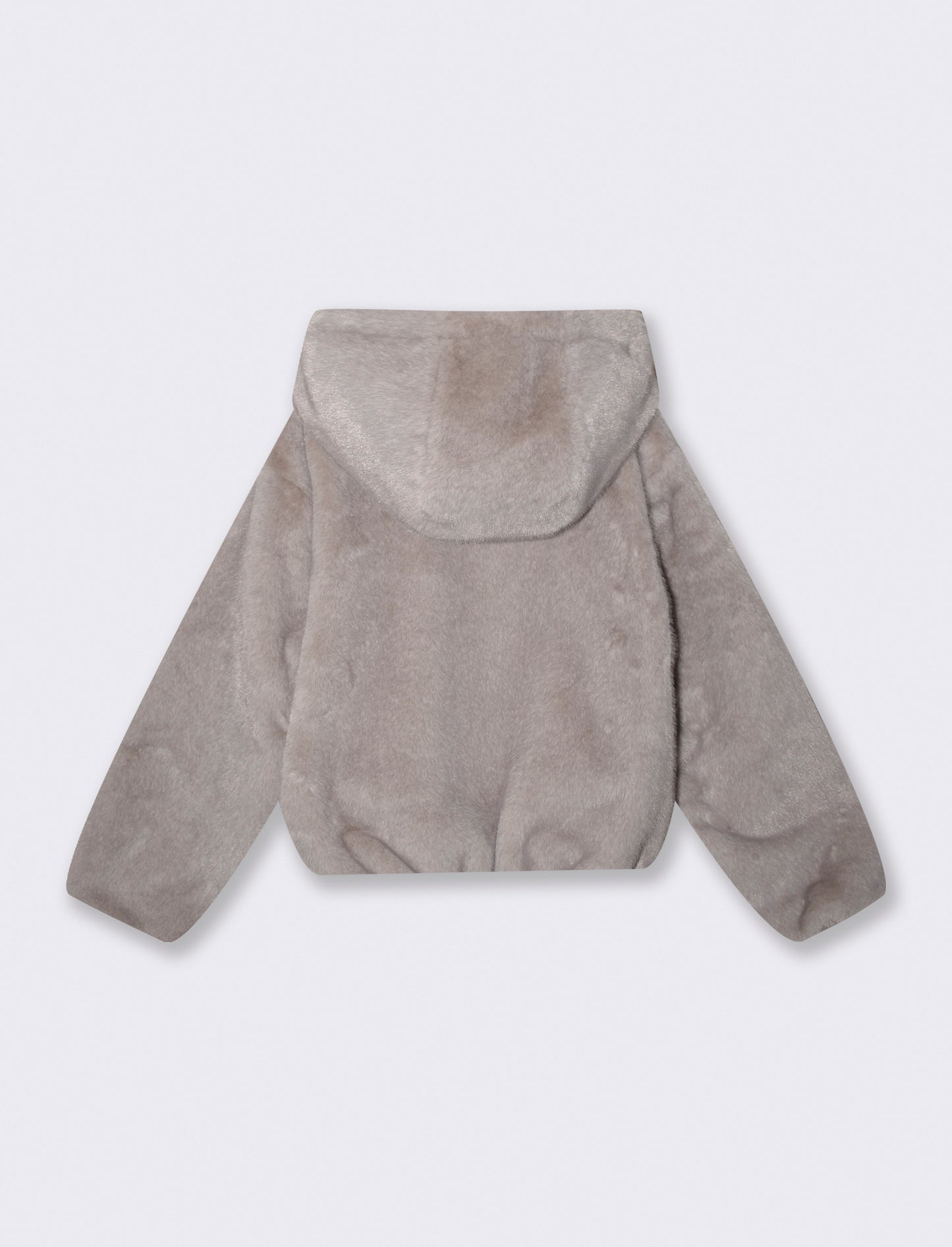 Bomber ecopelliccia con cappuccio e zip - Beige