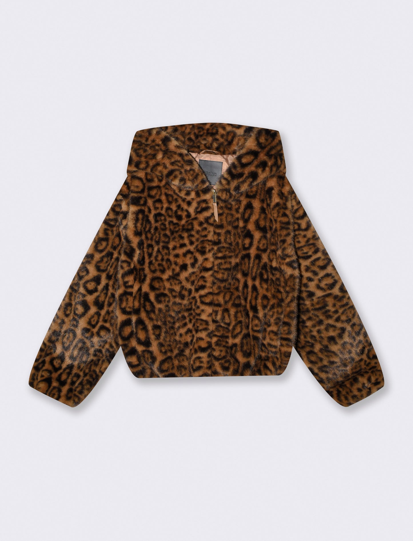 Bomber ecopelliccia con cappuccio e zip - var 1