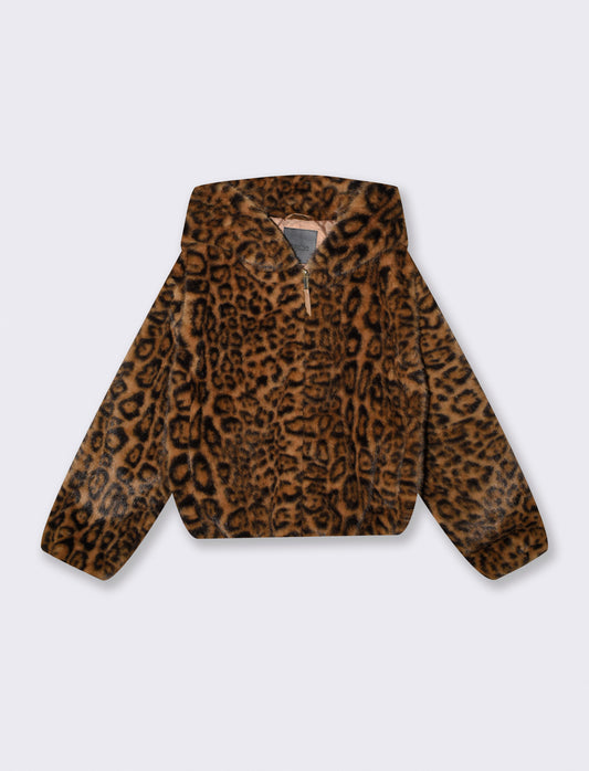Bomber ecopelliccia con cappuccio e zip - var 1
