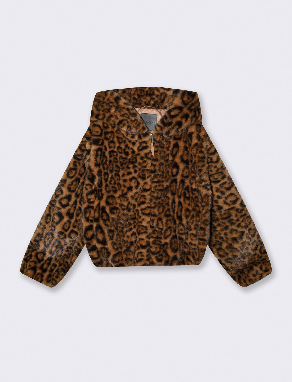Bomber ecopelliccia con cappuccio e zip - var 1