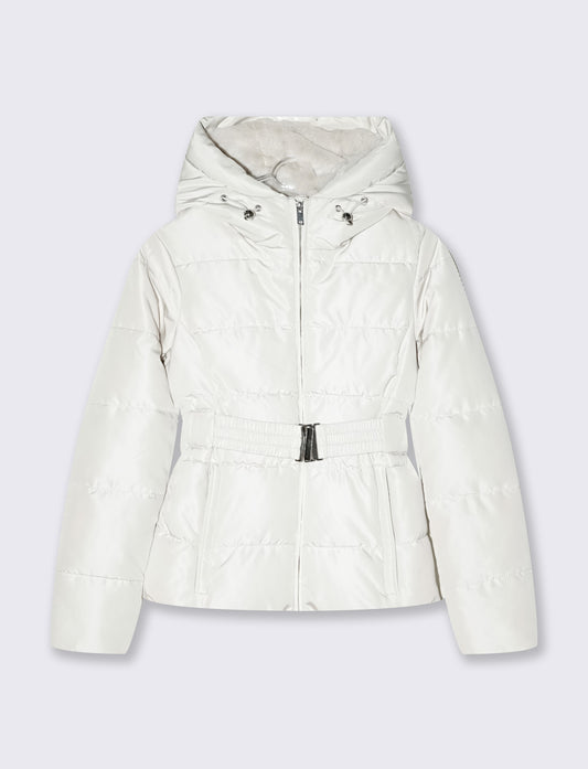 Giubbino slim imbottito con cappuccio - Bianco gesso