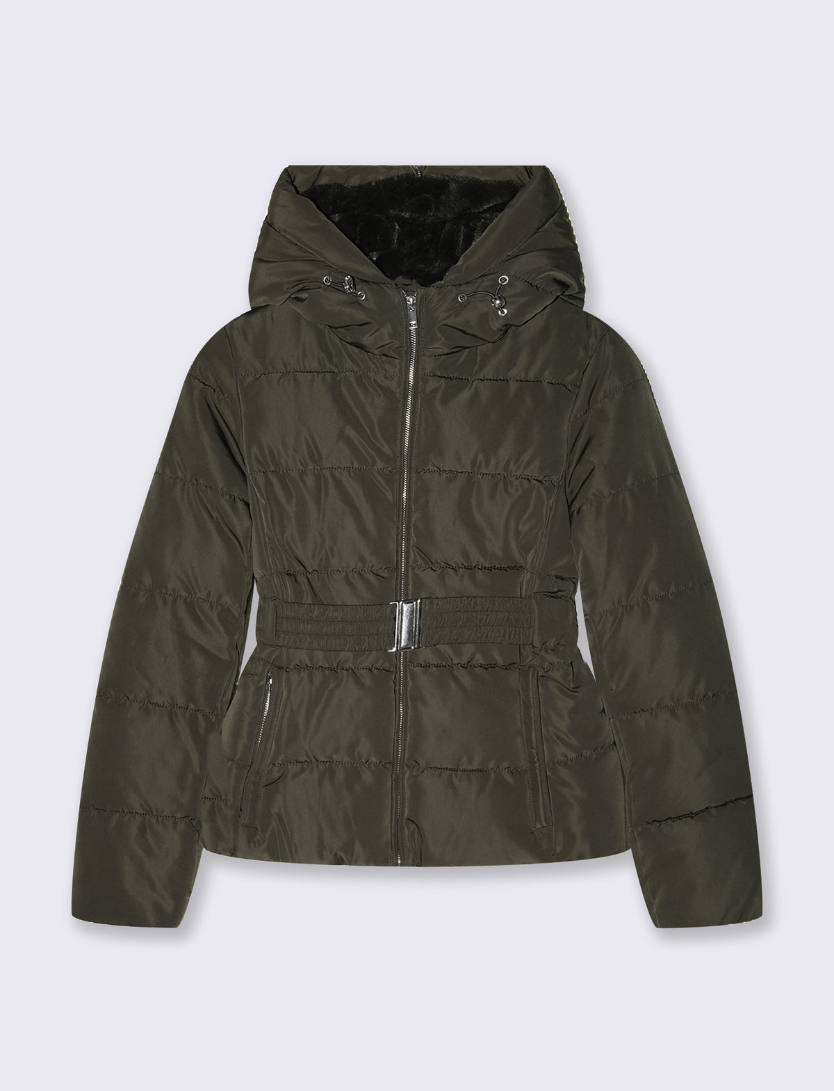 Slim padded jacket with hood - Green
