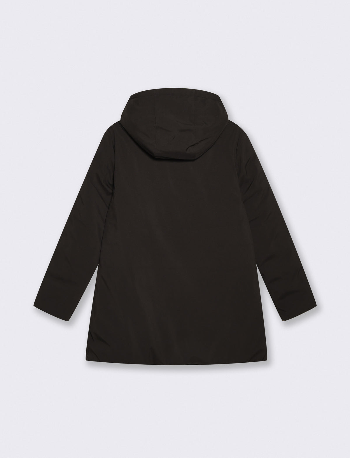 Reversible long parka with hood - Black