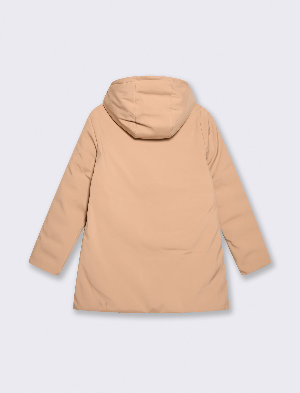Giaccone lungo double face con capuccio - Beige grano
