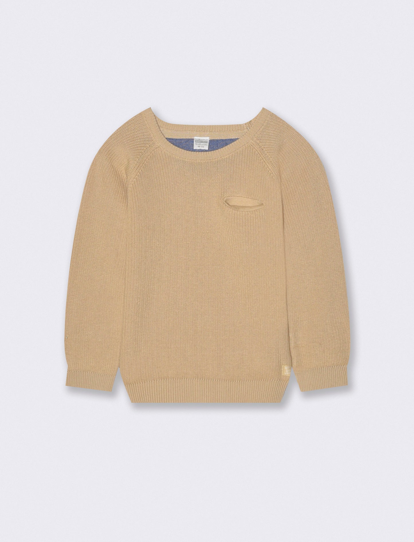 Maglione basico con taschino girocollo - Beige