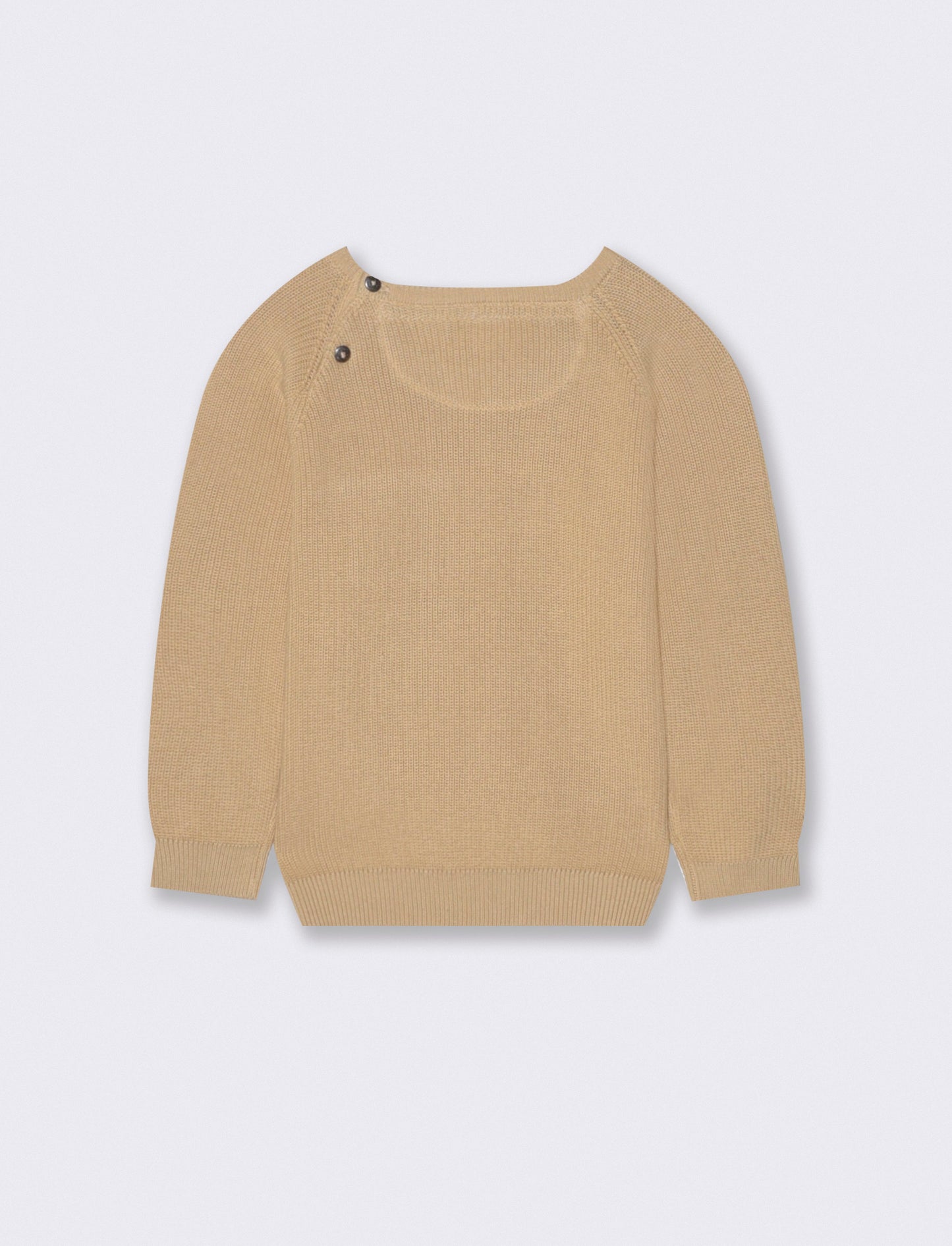 Basic sweater with round neck and pocket - Beige