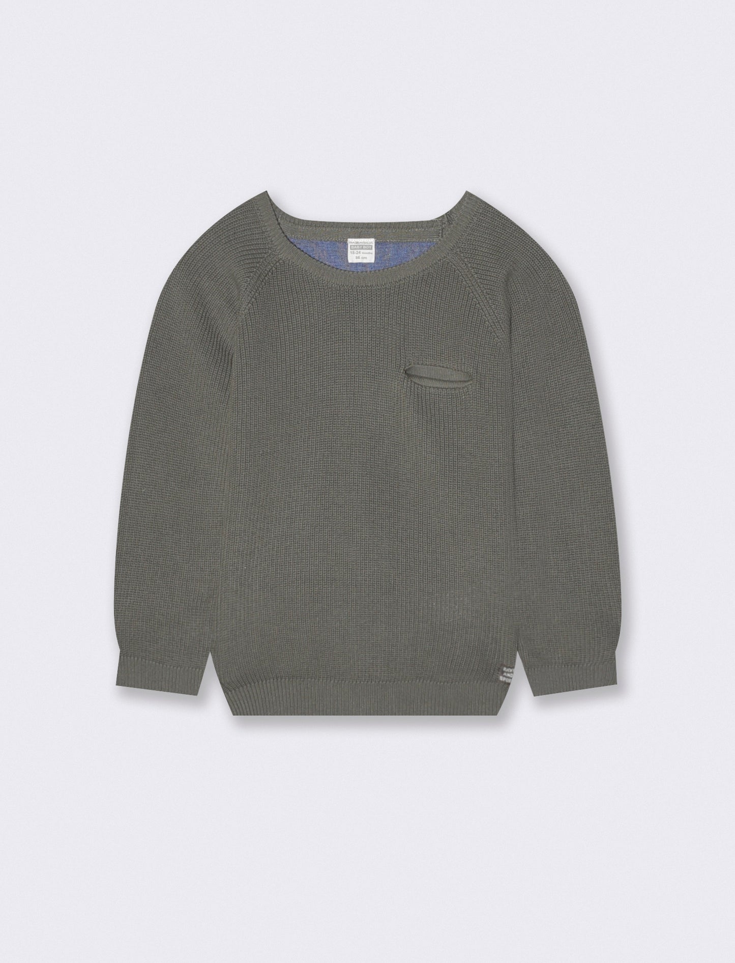 Basic sweater with round neck and pocket - Green