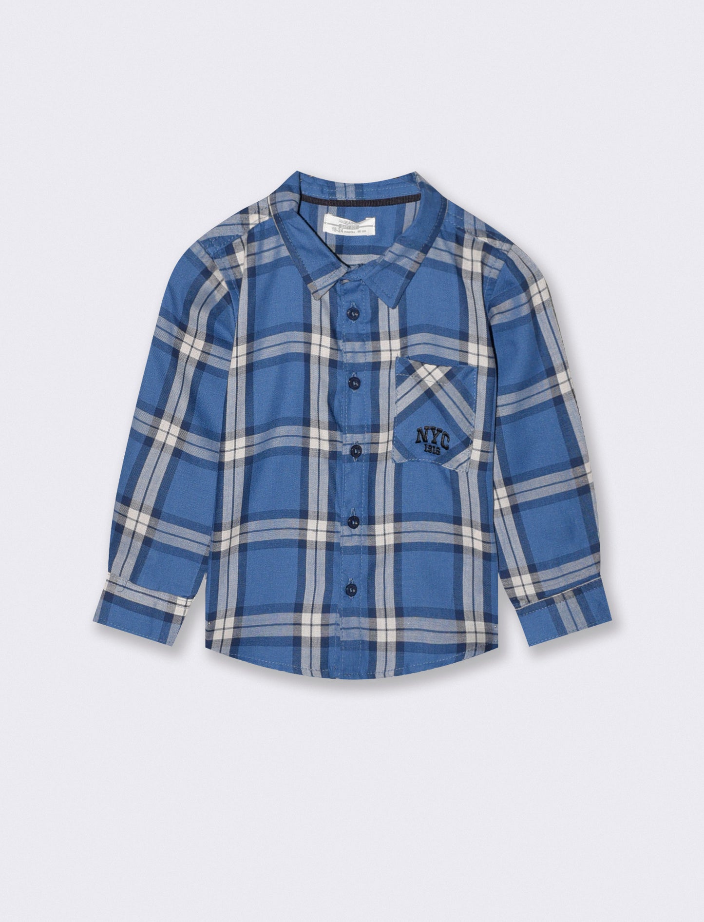 Camicia a quadri con ricamo elegante - Blu indaco