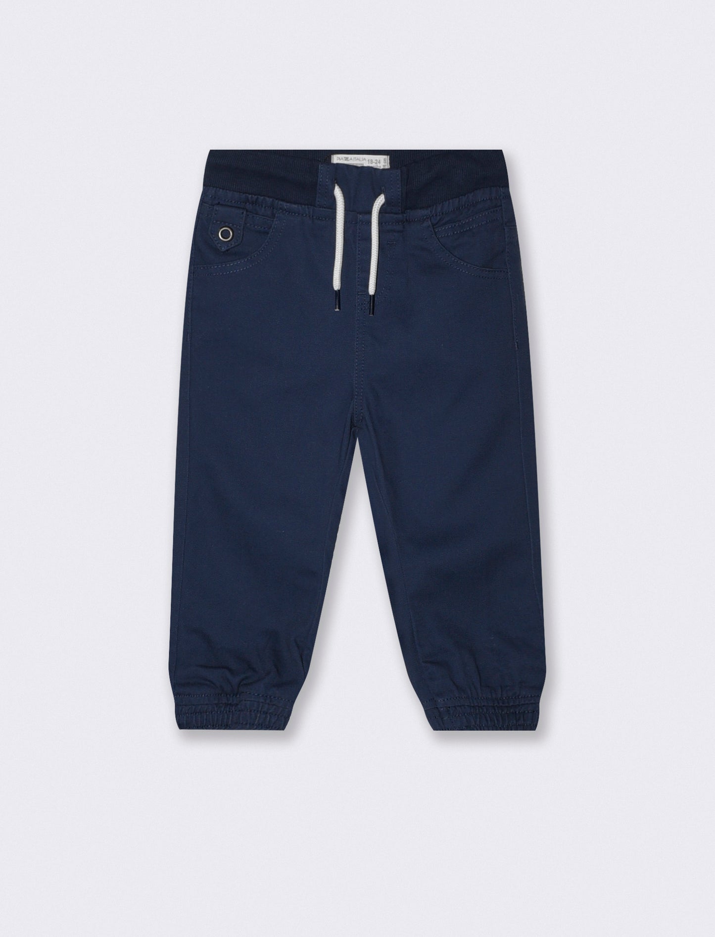Pantaloni in twill ampi con coulisse - Blu