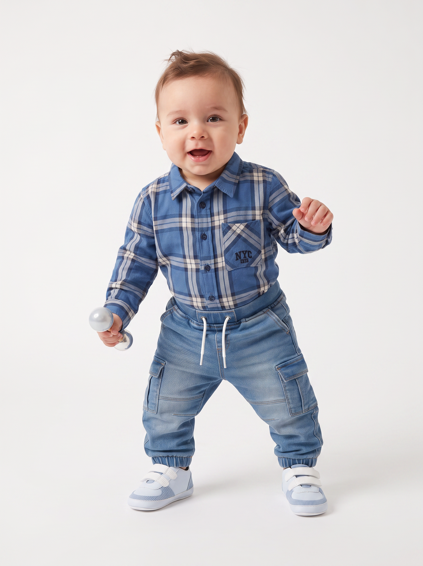 Pantaloni effetto denim ampi e comodi - Denim chiaro