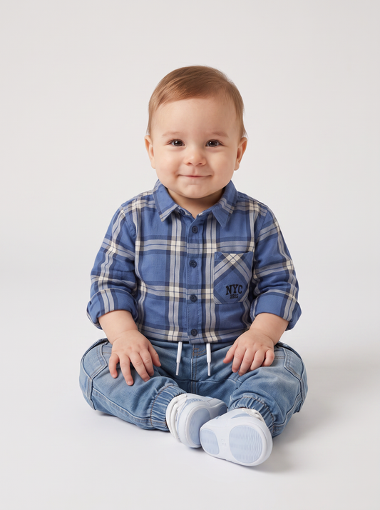 Pantaloni effetto denim ampi e comodi - Denim chiaro