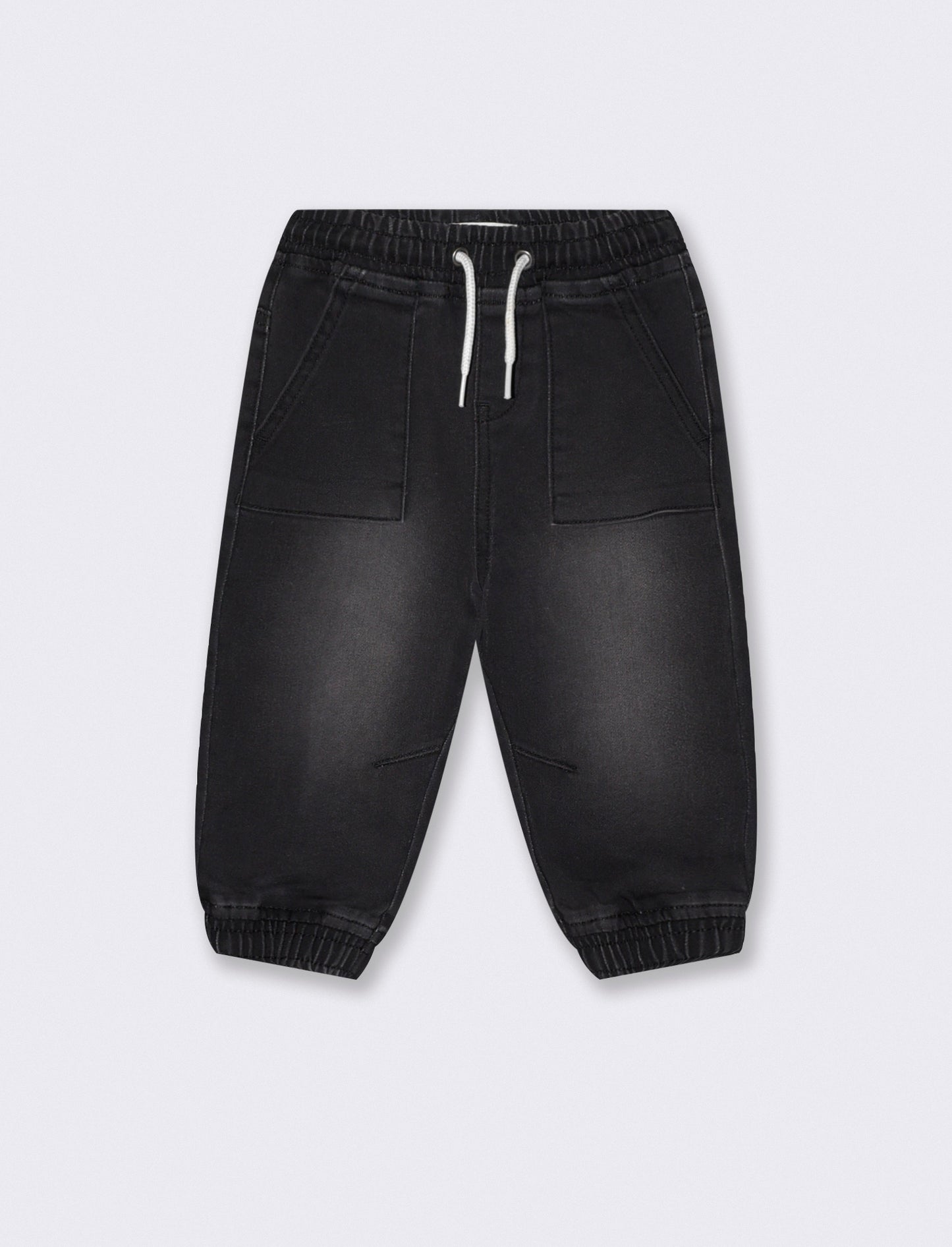 Pantaloni ampi effetto denim con tasche - Nero