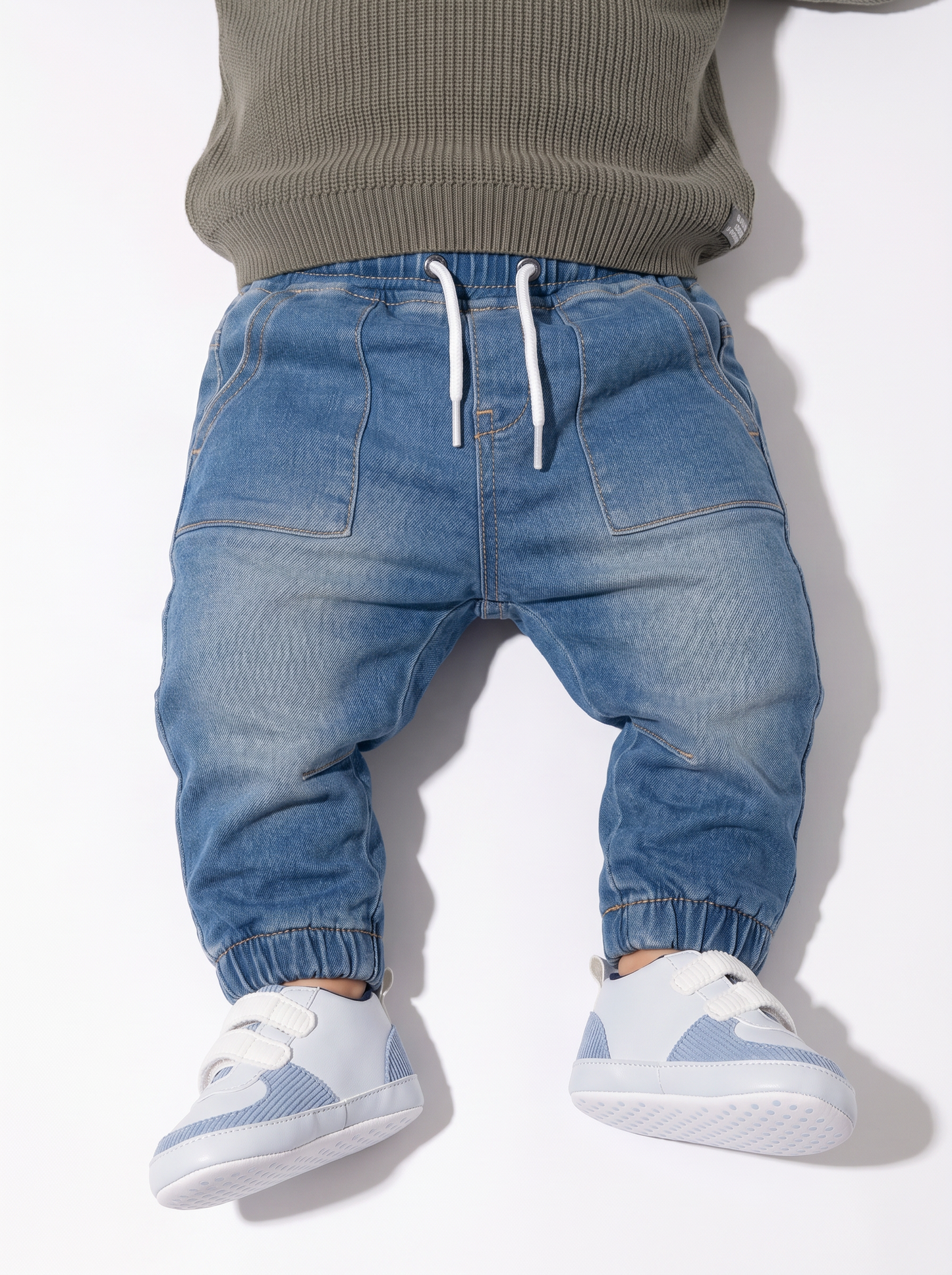 Pantaloni ampi effetto denim con tasche - Denim