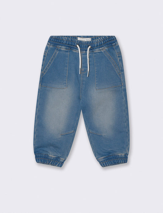 Pantaloni ampi effetto denim con tasche - Denim